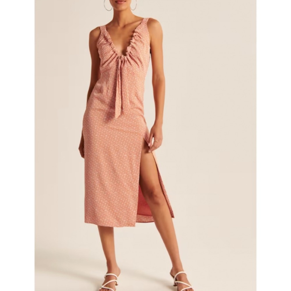 Abercrombie and Fitch Cinched Neck Sleeveless Midi Dress